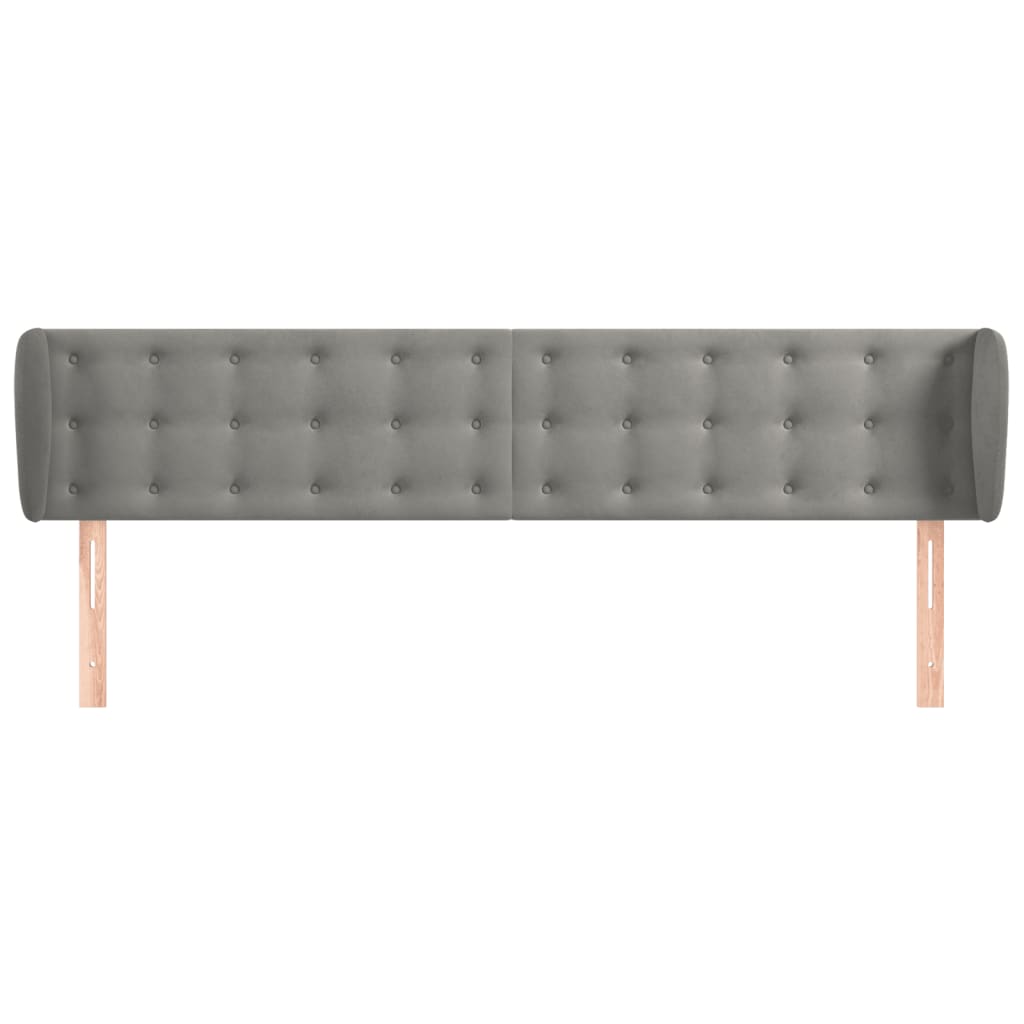 Testiera ad Orecchio Grigio Chiaro 183x23x78/88 cm in Velluto