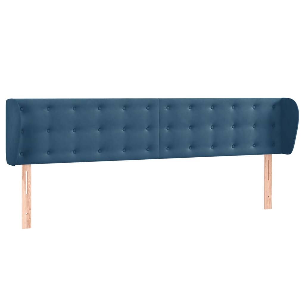 Testiera ad Orecchio Blu Scuro 183x23x78/88 cm in Velluto