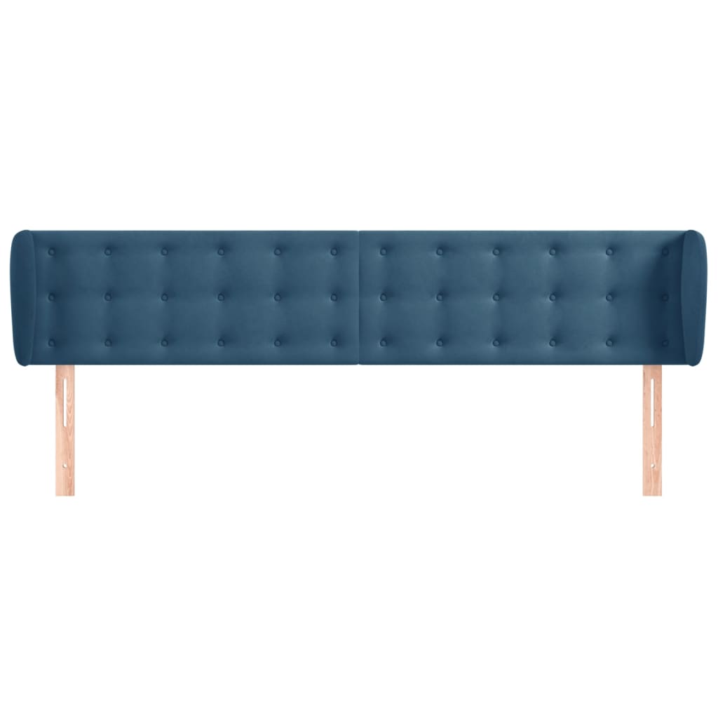 Testiera ad Orecchio Blu Scuro 183x23x78/88 cm in Velluto