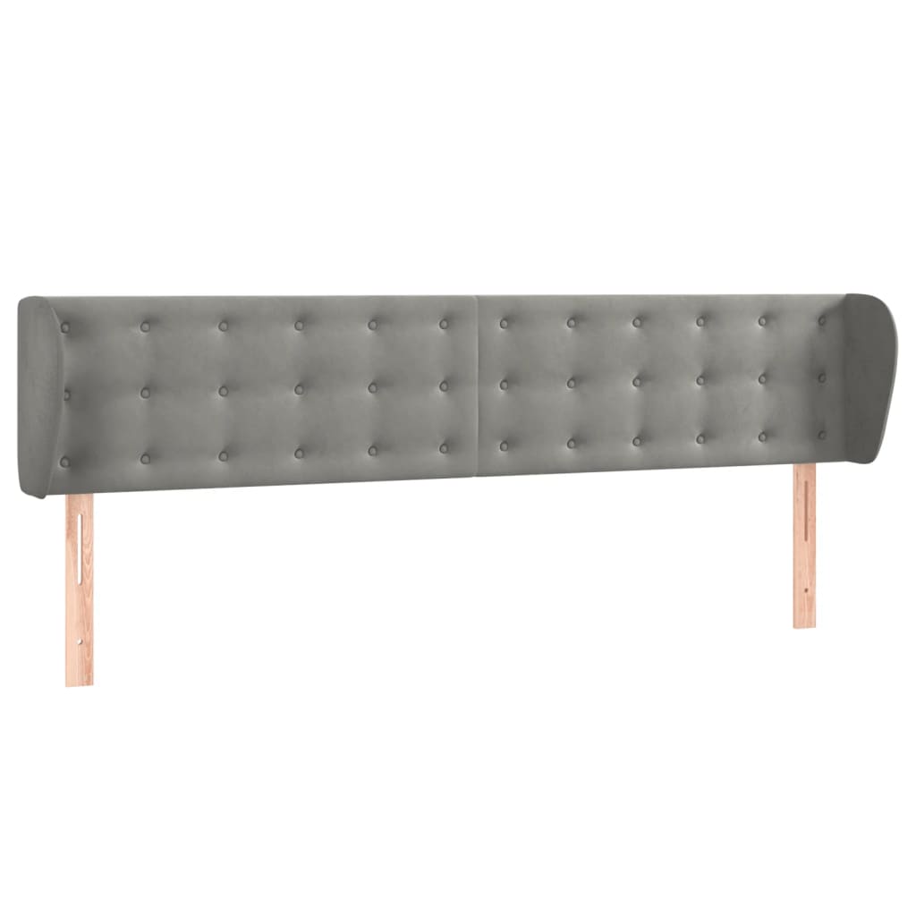 Testiera ad Orecchio Grigio Chiaro 203x23x78/88 cm in Velluto