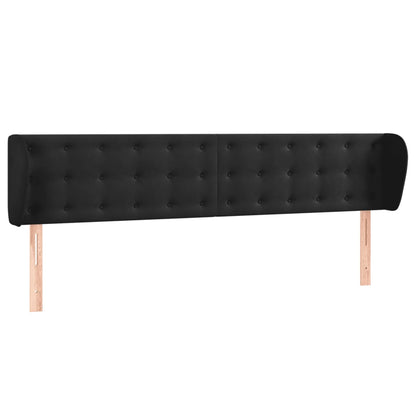 Testiera ad Orecchio Nera 203x23x78/88 cm in Velluto