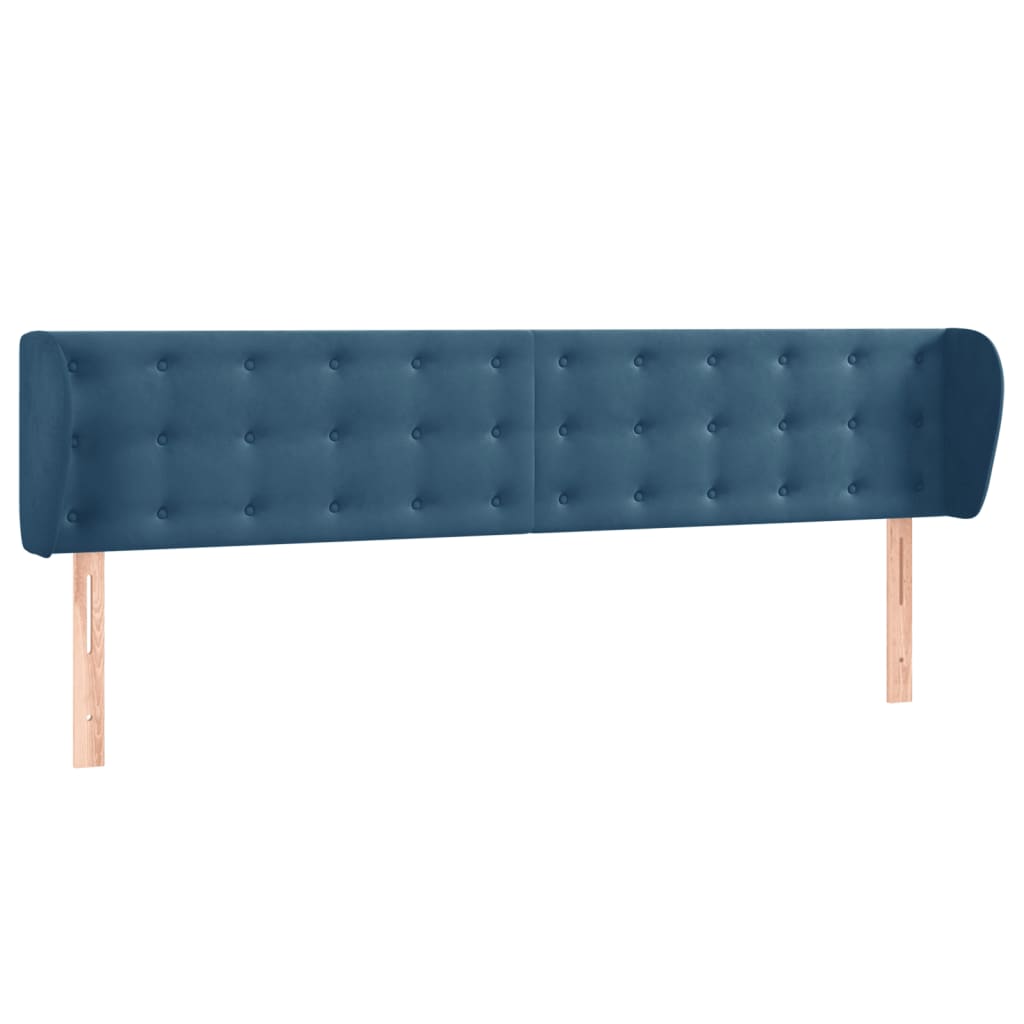 Testiera ad Orecchio Blu Scuro 203x23x78/88 cm in Velluto