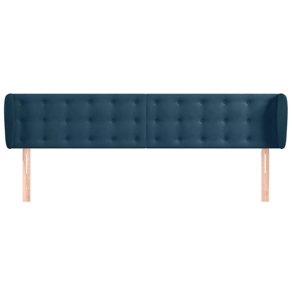 Testiera ad Orecchio Blu Scuro 203x23x78/88 cm in Velluto