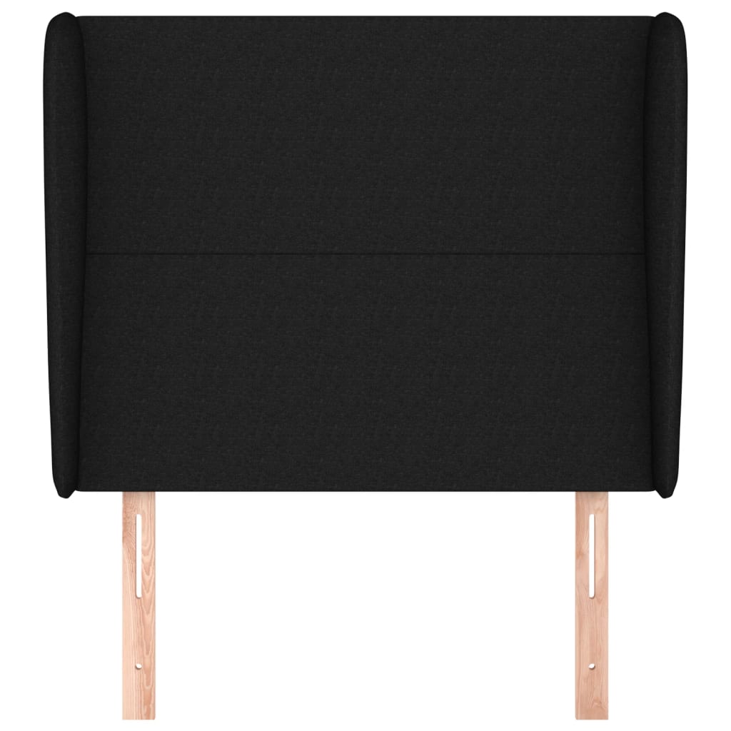 Testiera ad Orecchio Nera 83x23x118/128 cm in Tessuto