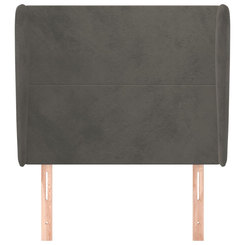Testiera ad Orecchio Grigio Scuro 93x23x118/128 cm in Velluto