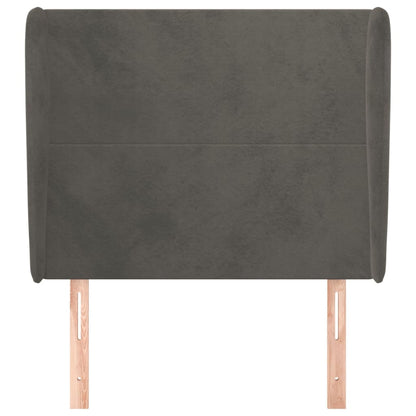 Testiera ad Orecchio Grigio Scuro 93x23x118/128 cm in Velluto