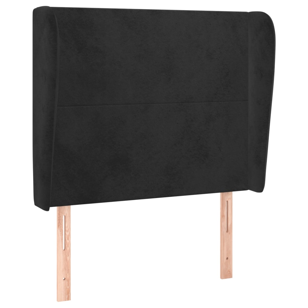 Testiera ad Orecchio Nera 93x23x118/128 cm in Velluto