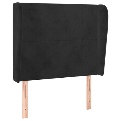Testiera ad Orecchio Nera 93x23x118/128 cm in Velluto