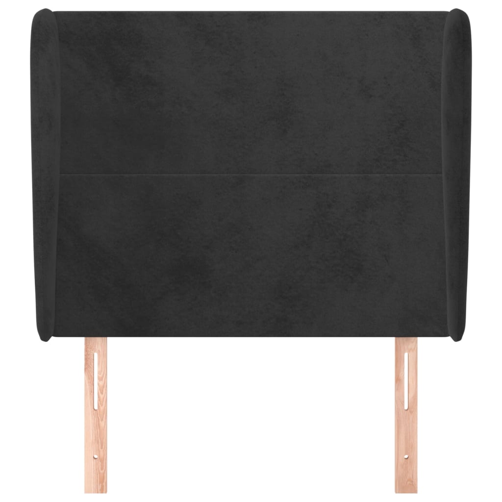 Testiera ad Orecchio Nera 103x23x118/128 cm in Velluto