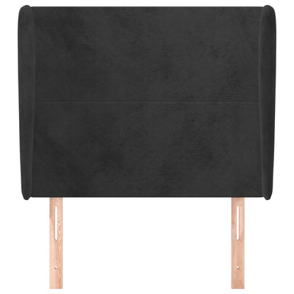 Testiera ad Orecchio Nera 103x23x118/128 cm in Velluto