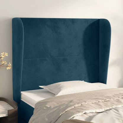 Testiera ad Orecchio Blu Scuro 103x23x118/128 cm in Velluto