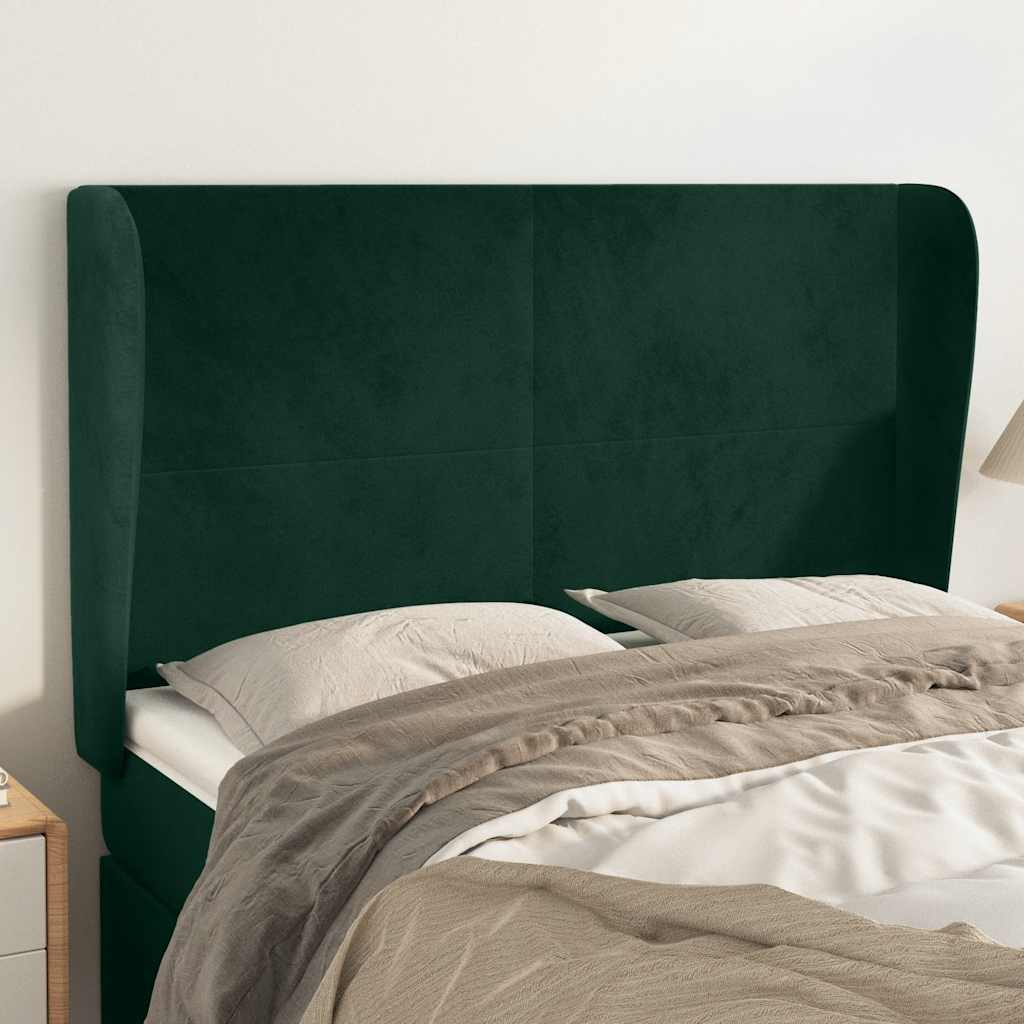Testiera ad Orecchio Verde Scuro 147x23x118/128cm in Velluto