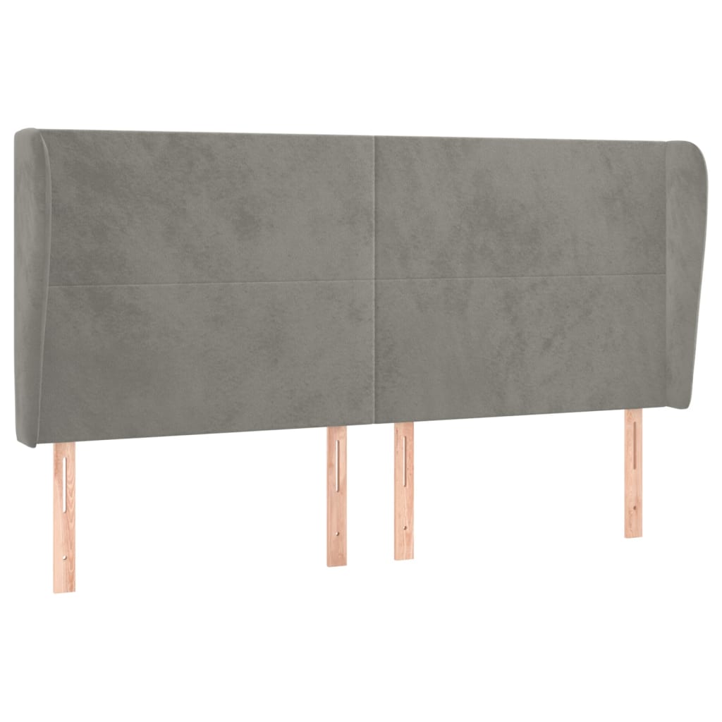 Testiera ad Orecchio Grigio Chiaro 163x23x118/128 cm in Velluto