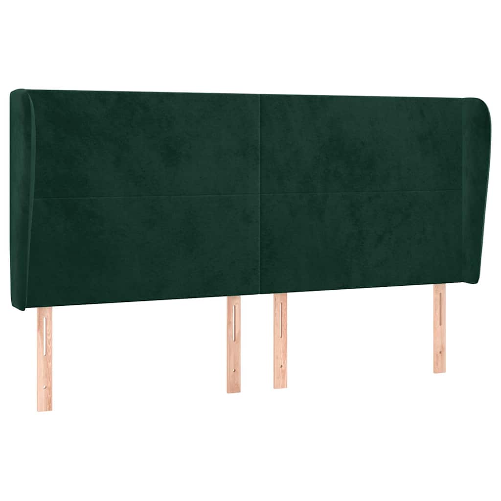 Testiera ad Orecchio Verde Scuro 163x23x118/128cm in Velluto