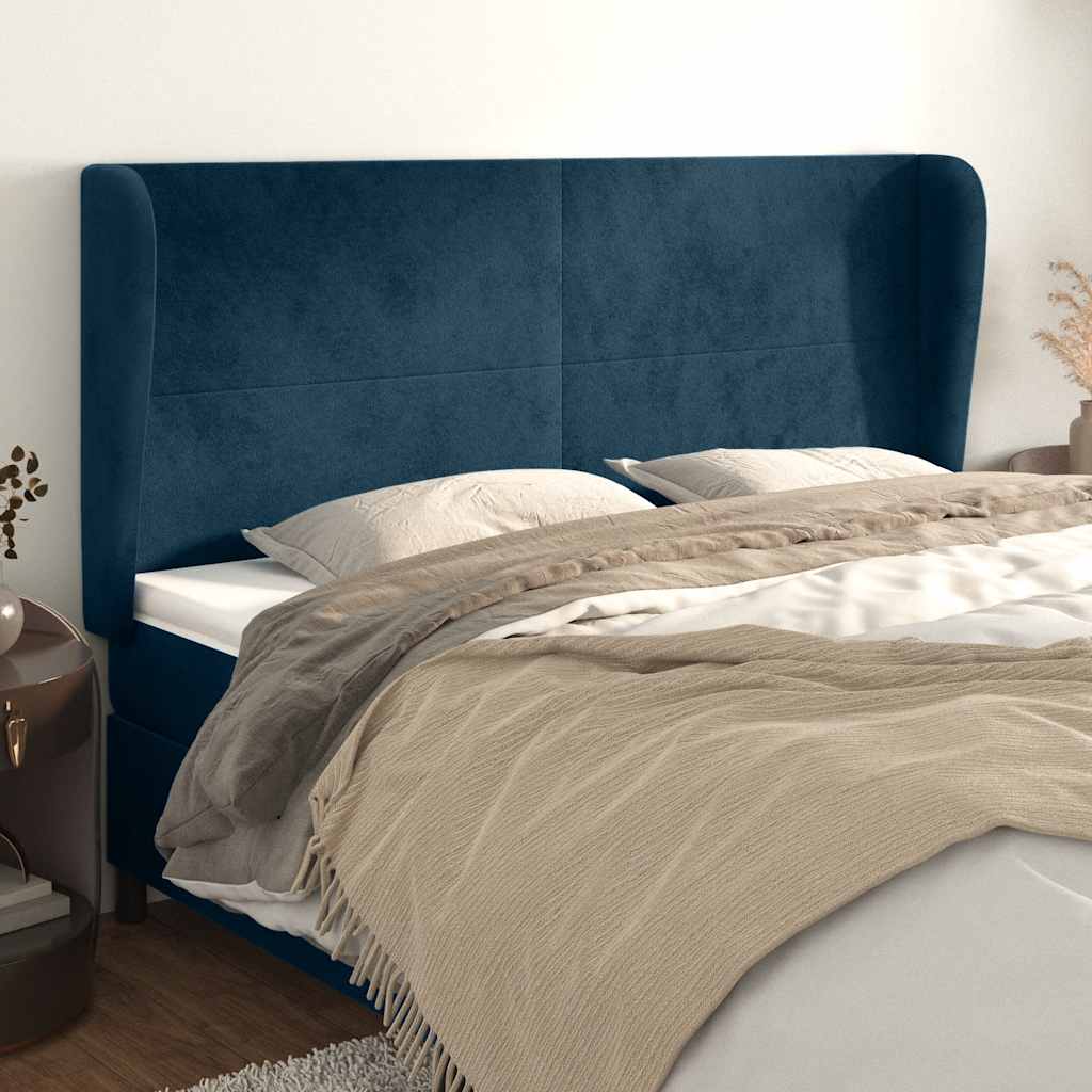 Testiera ad Orecchio Blu Scuro 163x23x118/128 cm in Velluto