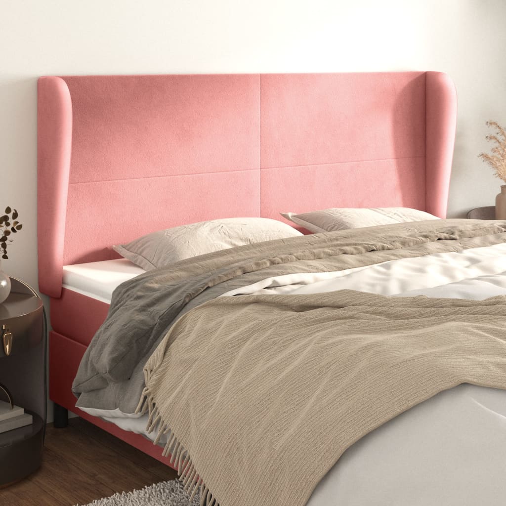 Testiera ad Orecchio Rosa 163x23x118/128 cm in Velluto