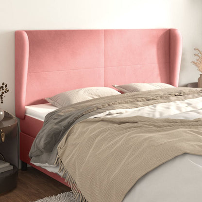 Testiera ad Orecchio Rosa 163x23x118/128 cm in Velluto