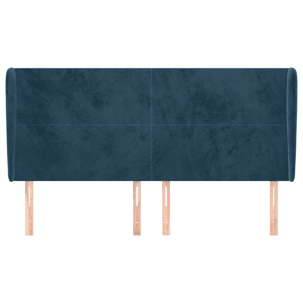 Testiera ad Orecchio Blu Scuro 183x23x118/128 cm in Velluto