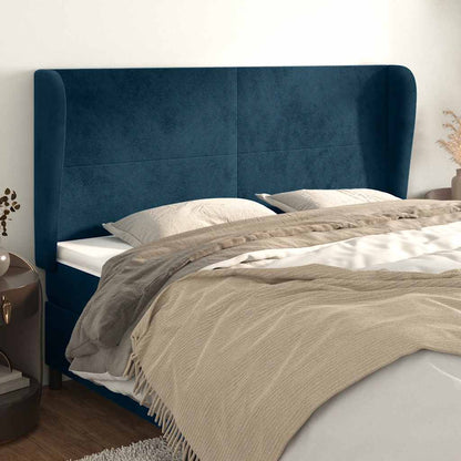 Testiera ad Orecchio Blu Scuro 183x23x118/128 cm in Velluto