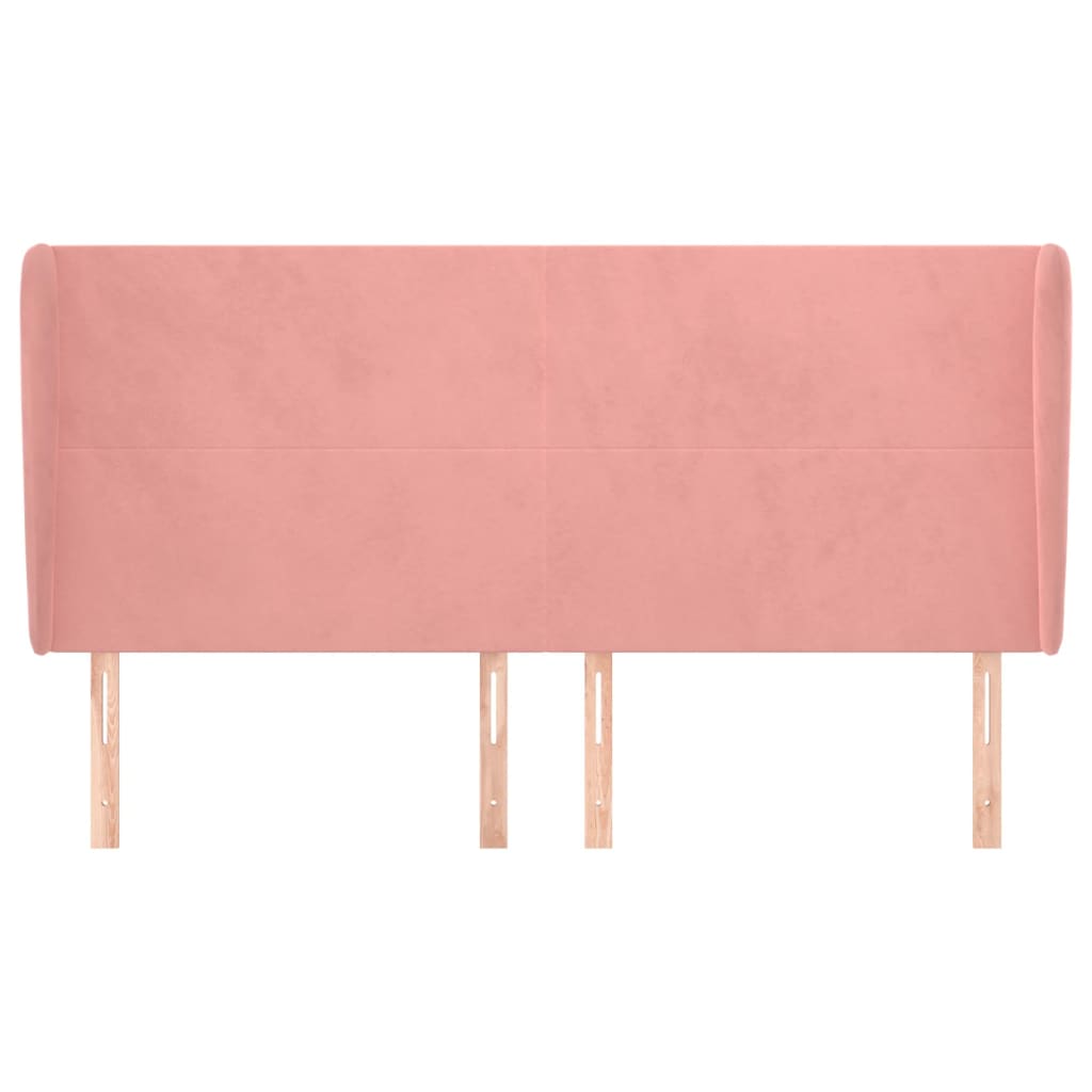 Testiera ad Orecchio Rosa 183x23x118/128 cm in Velluto