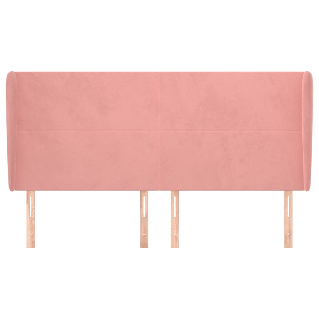 Testiera ad Orecchio Rosa 203x23x118/128 cm in Velluto