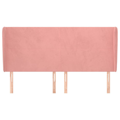 Testiera ad Orecchio Rosa 203x23x118/128 cm in Velluto
