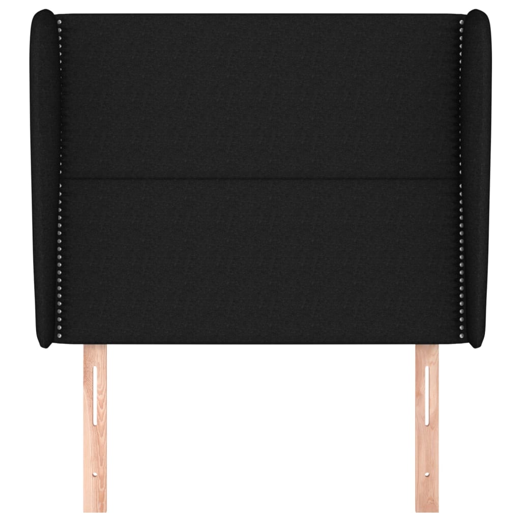 Testiera ad Orecchio Nera 83x23x118/128 cm in Tessuto