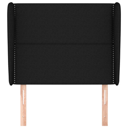 Testiera ad Orecchio Nera 93x23x118/128 cm in Tessuto