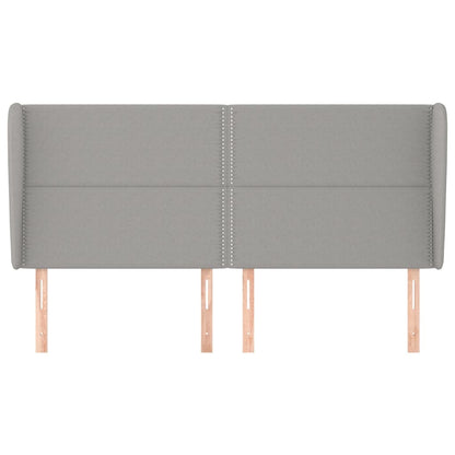 Testiera ad Orecchio Grigio Chiaro 183x23x118/128 cm in Tessuto