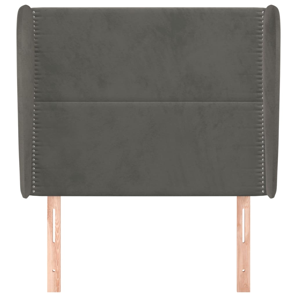 Testiera ad Orecchio Grigio Scuro 93x23x118/128 cm in Velluto