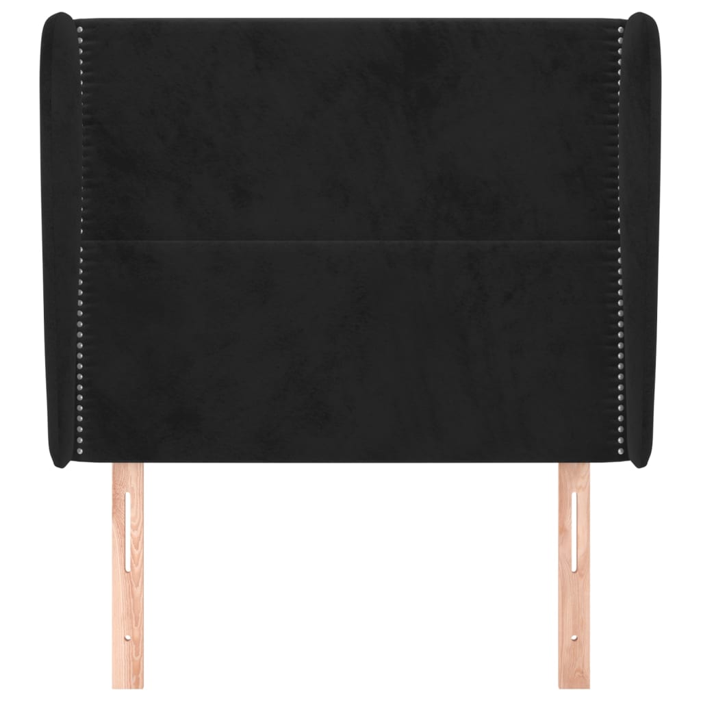 Testiera ad Orecchio Nera 93x23x118/128 cm in Velluto