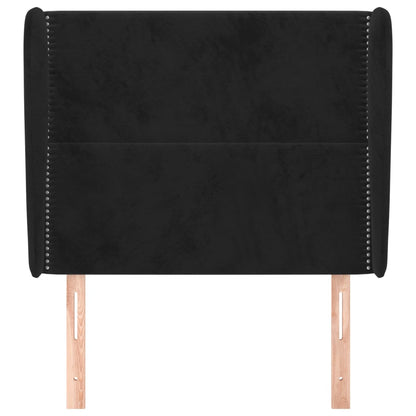 Testiera ad Orecchio Nera 93x23x118/128 cm in Velluto