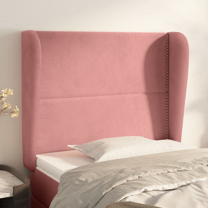 Testiera ad Orecchio Rosa 93x23x118/128 cm in Velluto