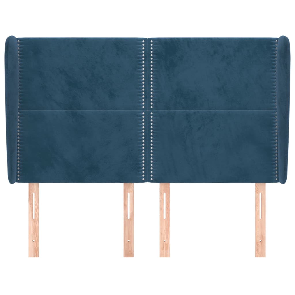 Testiera ad Orecchio Blu Scuro 147x23x118/128cm in Velluto