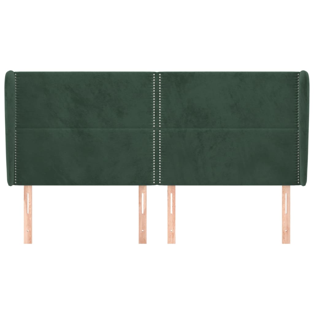 Testiera ad Orecchio Verde Scuro 163x23x118/128cm in Velluto