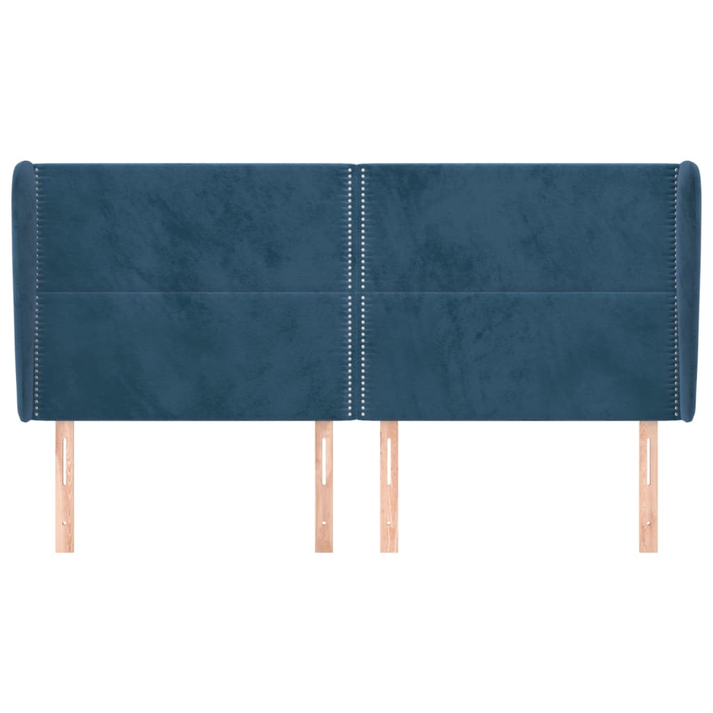 Testiera ad Orecchio Blu Scuro 163x23x118/128 cm in Velluto
