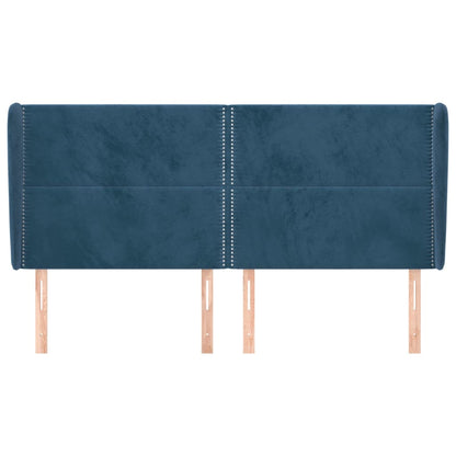 Testiera ad Orecchio Blu Scuro 163x23x118/128 cm in Velluto