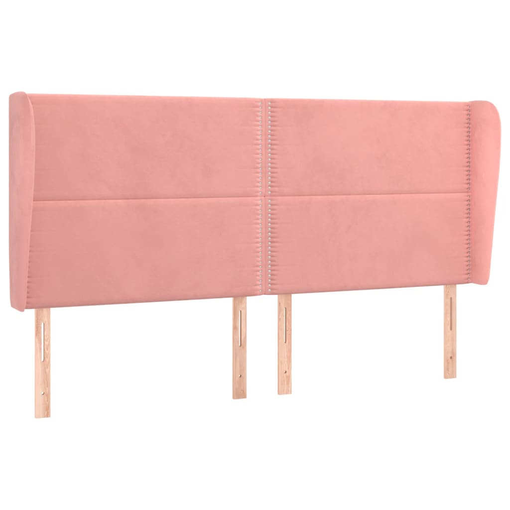 Testiera ad Orecchio Rosa 163x23x118/128 cm in Velluto