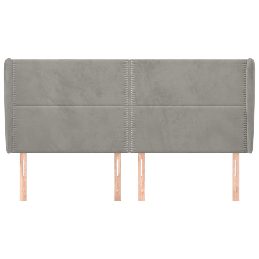 Testiera ad Orecchio Grigio Chiaro 183x23x118/128 cm in Velluto