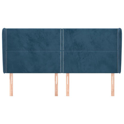 Testiera ad Orecchio Blu Scuro 183x23x118/128 cm in Velluto