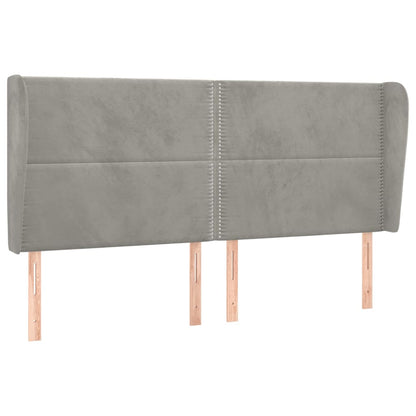 Testiera ad Orecchio Grigio Chiaro 203x23x118/128 cm in Velluto