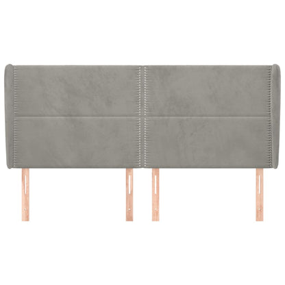 Testiera ad Orecchio Grigio Chiaro 203x23x118/128 cm in Velluto