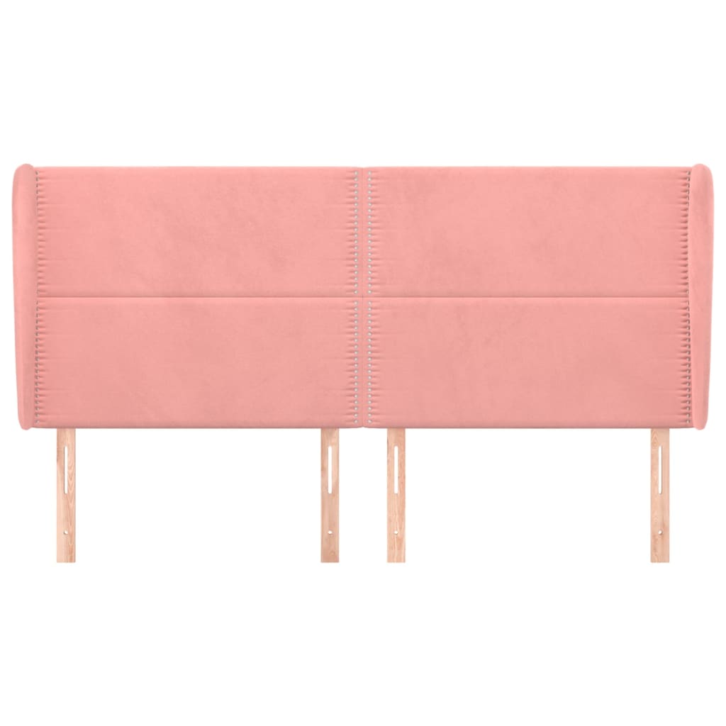 Testiera ad Orecchio Rosa 203x23x118/128 cm in Velluto
