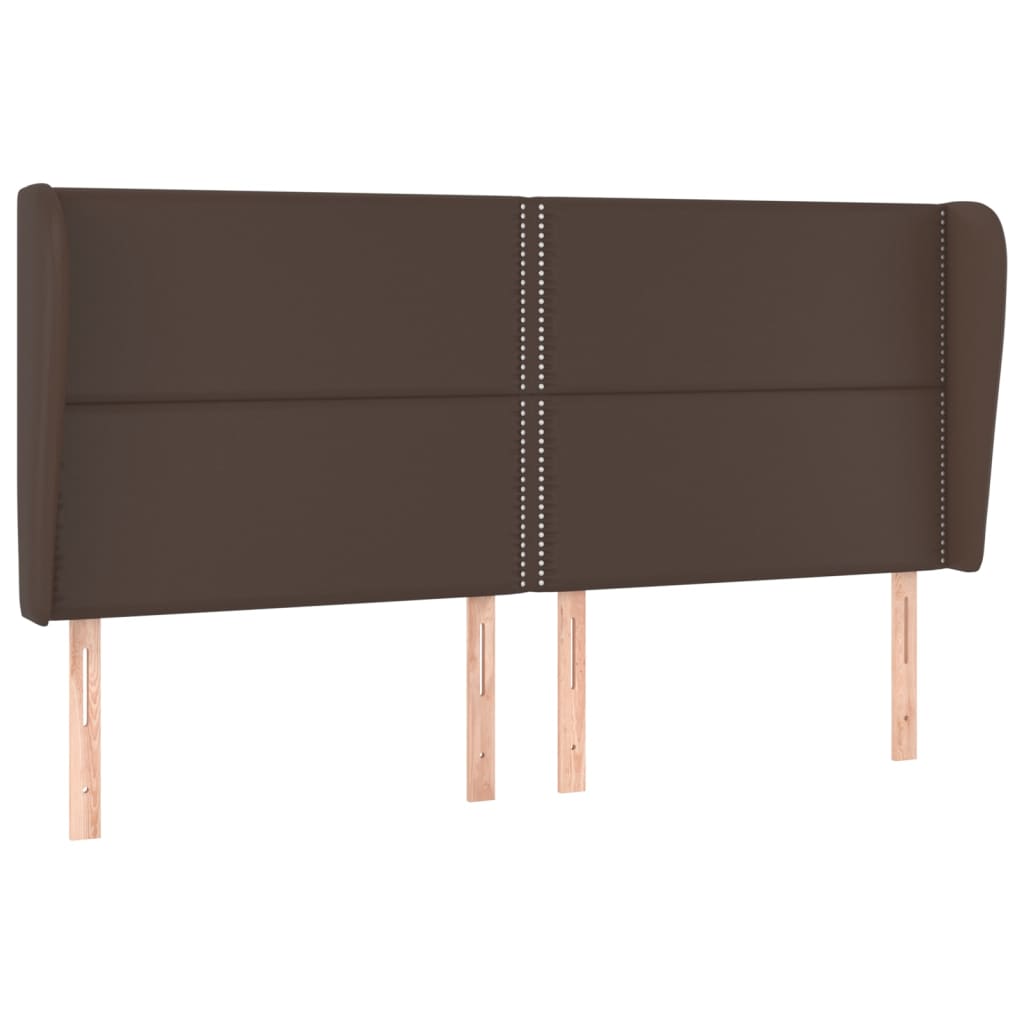 Testiera ad Orecchio Marrone 183x23x118/128 cm in Similpelle