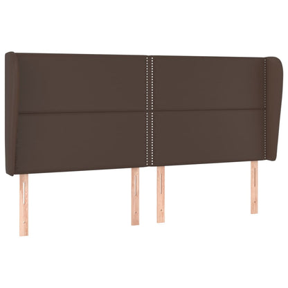 Testiera ad Orecchio Marrone 183x23x118/128 cm in Similpelle