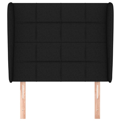 Testiera ad Orecchio Nera 83x23x118/128 cm in Tessuto