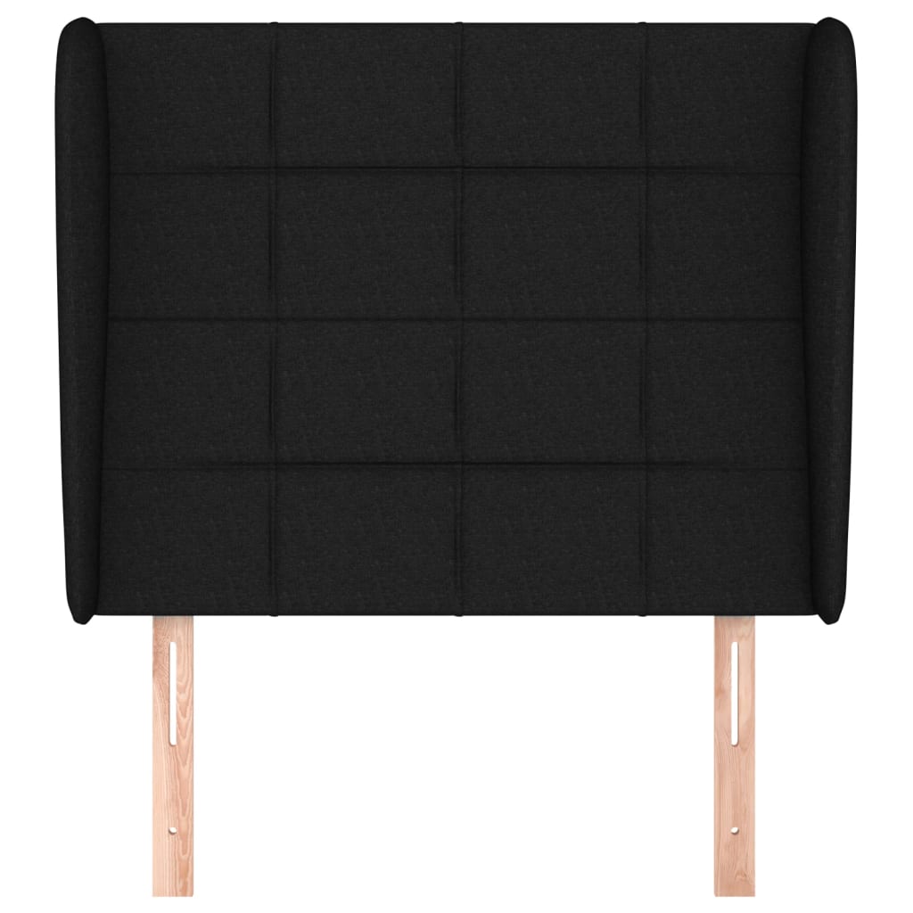 Testiera ad Orecchio Nera 93x23x118/128 cm in Tessuto
