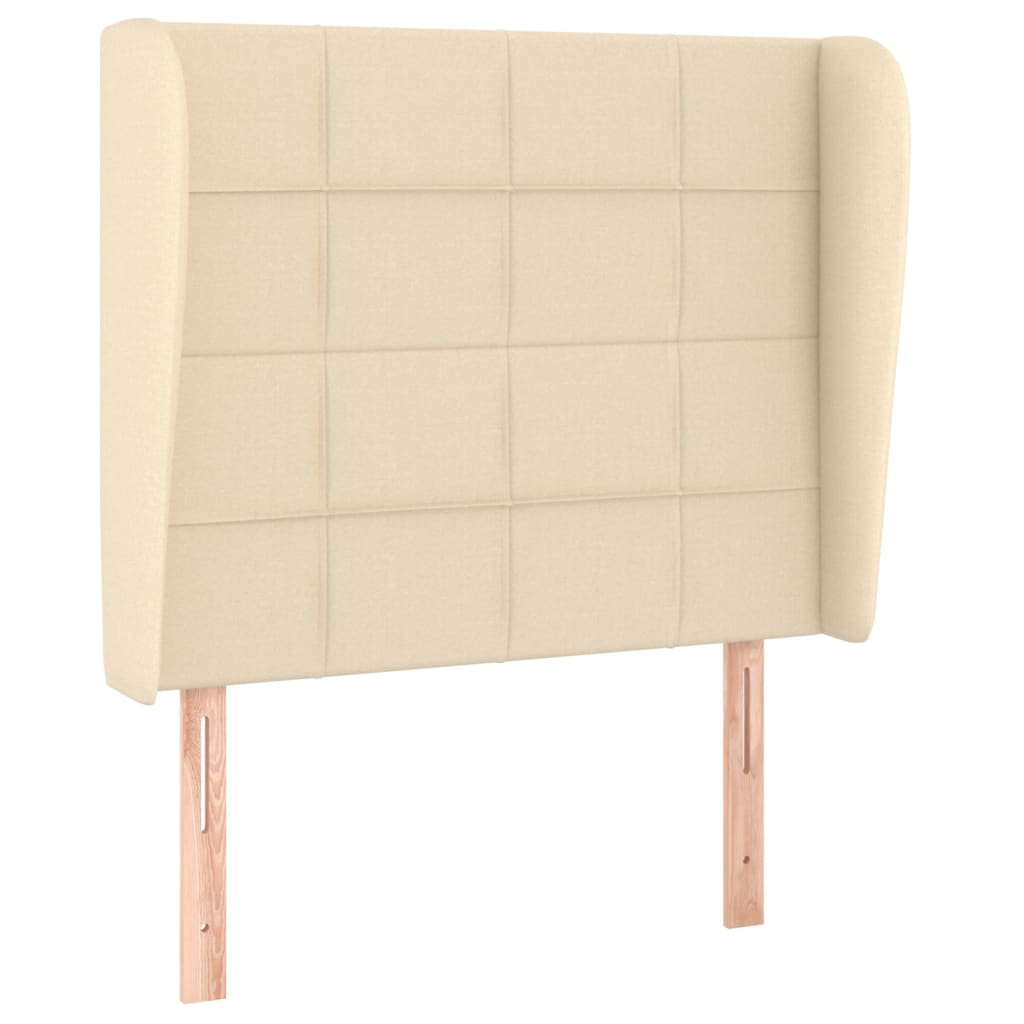 Testiera ad Orecchio Crema 93x23x118/128 cm in Tessuto