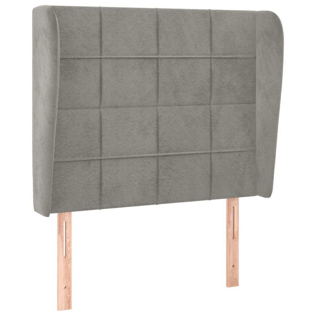 Testiera ad Orecchio Grigio Chiaro 83x23x118/128 cm in Velluto