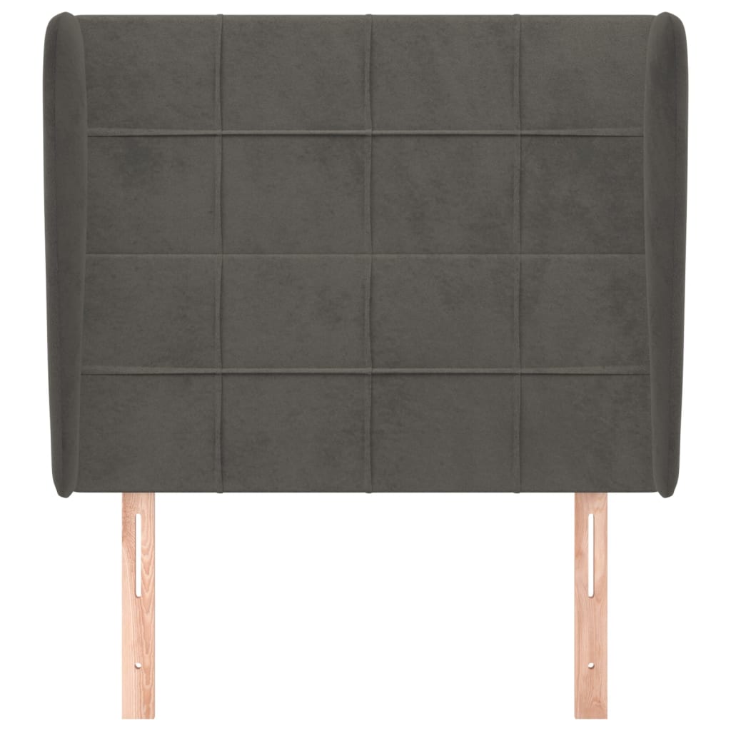 Testiera ad Orecchio Grigio Scuro 83x23x118/128 cm in Velluto